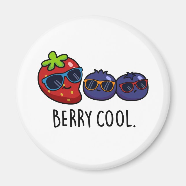 Berry Cool Funny Strawberry Blueberry Pun Magnet (Front)