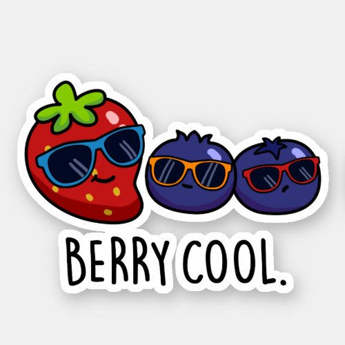 Berry Cool Funny Strawberry Blueberry Pun  Sticker