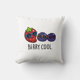 Berry Cool Funny Strawberry Blueberry Pun Throw Pillow