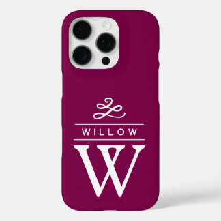 Berry Custom Monogram Elegant Minimalist iPhone 16 Pro Case