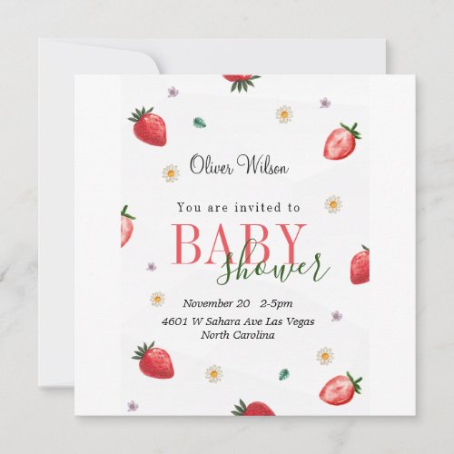 Berry Cute Baby Shower Strawberry Fields Forever Save The Date
