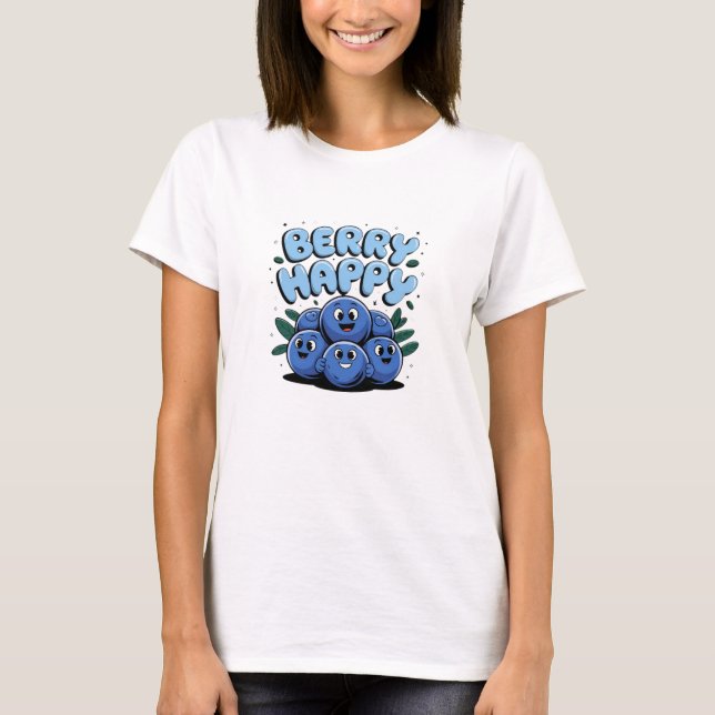 Berry Cute Blueberry-Themed Graphics T-Shirt (Front)