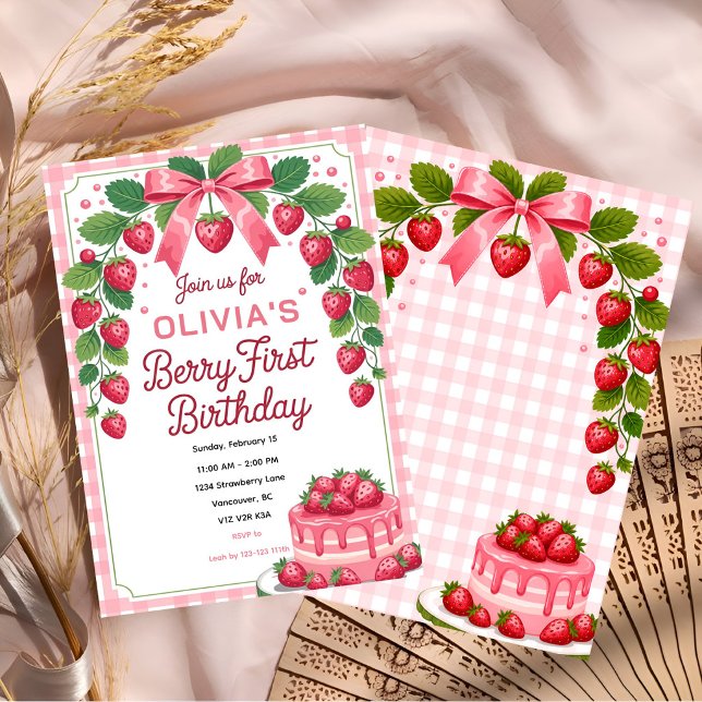 Berry Cute First Birthday Bash Invitation (Creator Uploaded)