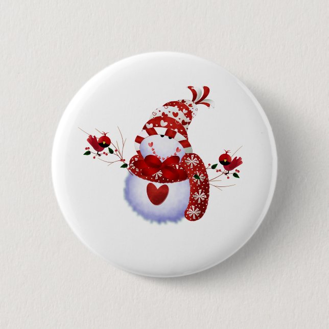 Berry Cute Snowman Pinback Button (Front)