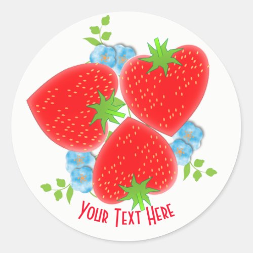 Berry Cute Strawberry Fruit And Flowers Classic Round Sticker