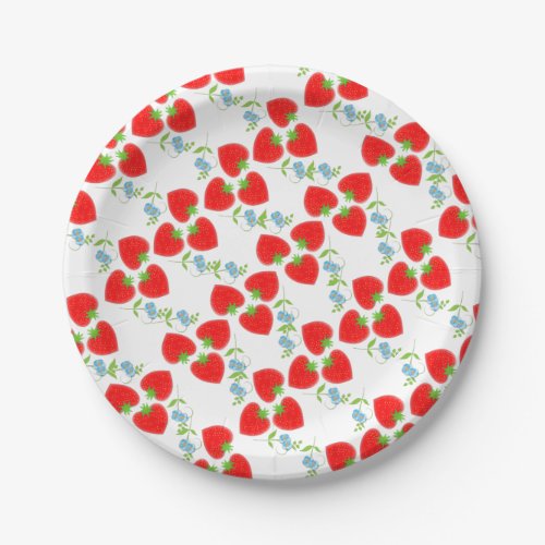Berry Cute Strawberry Fruit And Flowers Paper Plates