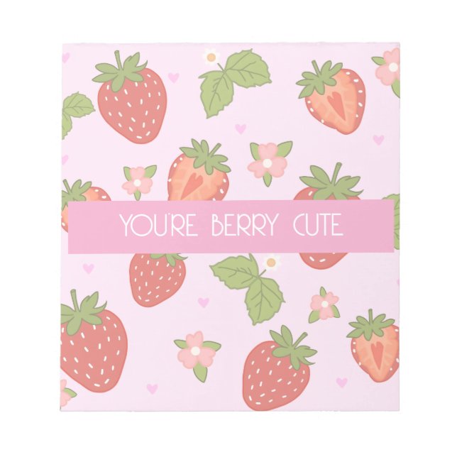 Berry Cute Strawberry Pink Notepad (Front)