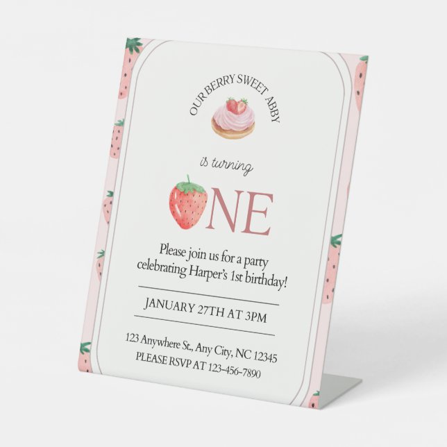 Berry Excited to Turn 1 Pedestal Sign (Front)