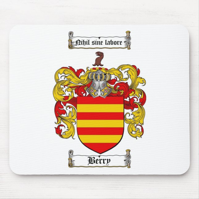 BERRY FAMILY CREST -  BERRY COAT OF ARMS MOUSE PAD (Front)