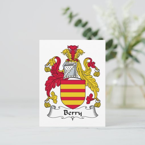 Berry Family Crest Postcard Zazzle