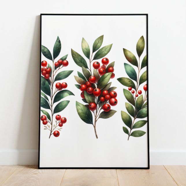 Berry Festive - Lush Winterberry Branches Poster (Creator Uploaded)