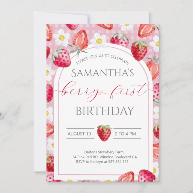 Berry first 1st birthday Invitation (Front)
