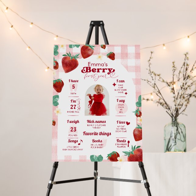 Berry First 1st Birthday Milestone Sign  (In Situ (Stand))