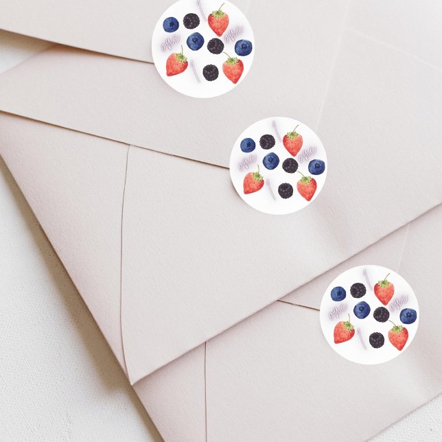 Berry First | 1st Birthday | Mixed Berry | Pattern Classic Round Sticker (Creator Uploaded)