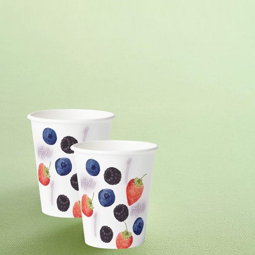 Berry First  1st Birthday  Mixed Berry  Pattern Paper Cups