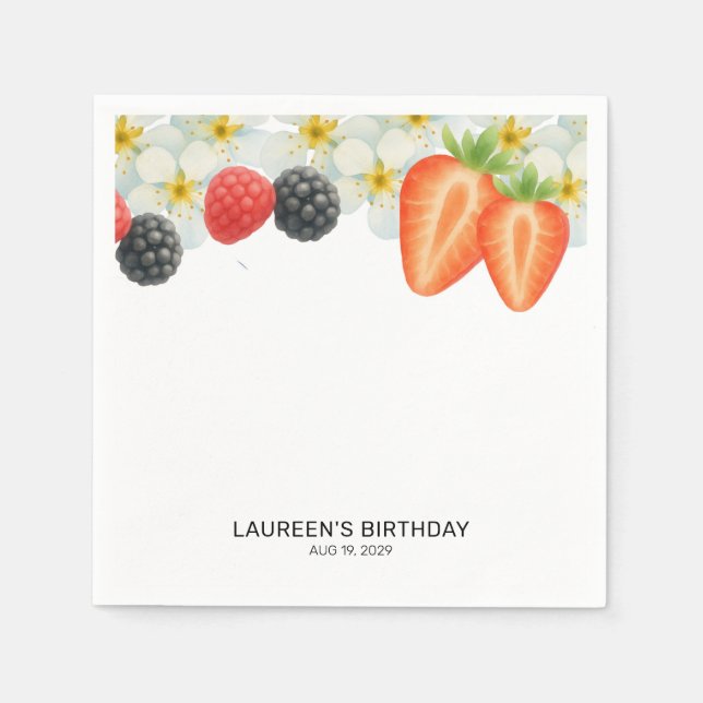 Berry First 1st Birthday  Napkins (Front)