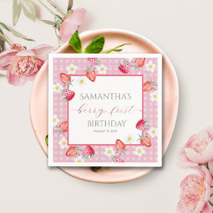 Berry First 1st Birthday Paper Plate Napkins