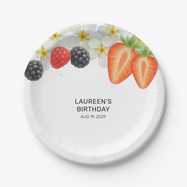 Berry First 1st Birthday  Paper Plates (Front)