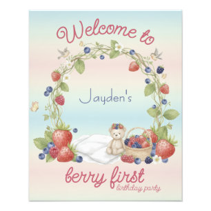 Berry First 1st Birthday Party Poster