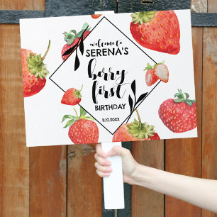 Berry First 1st Birthday Strawberry Welcome Sign