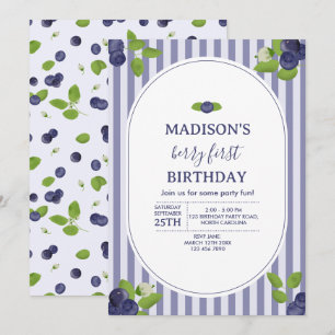 Berry First 1st One Birthday Blueberry Kids Invitation