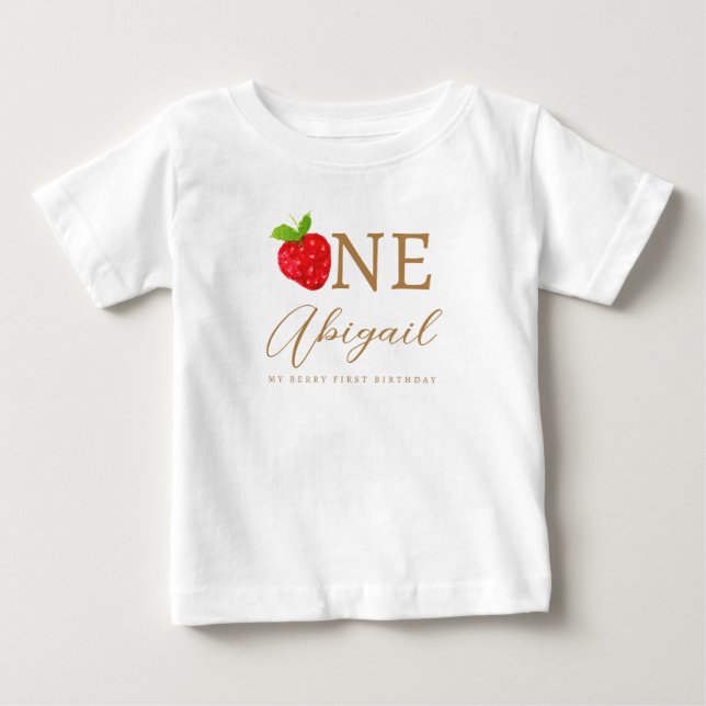Berry First 1st Strawberry Birthday Baby T-Shirt (Front)