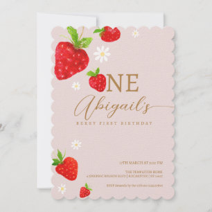 Berry First 1st Strawberry Birthday Invitation