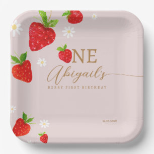 Berry First 1st Strawberry Birthday Paper Plates