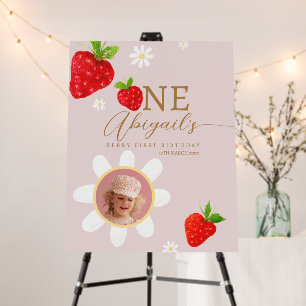 Berry First 1st Strawberry Birthday Photo Welcome Foam Board