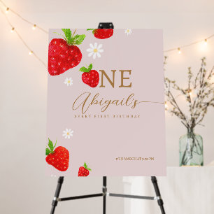 Berry First 1st Strawberry Birthday Welcome Foam Board