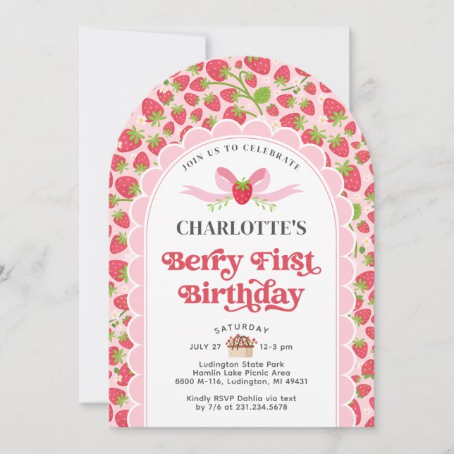 Berry First Birthday 1st Birthday Invitation (Front)