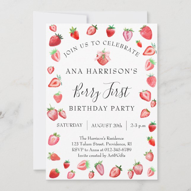 Berry First Birthday 1st Birthday  Invitation (Front)