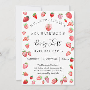 Berry First Birthday 1st Birthday  Invitation