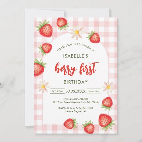 Berry First Birthday 1st Birthday Invitation