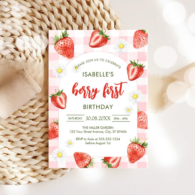 Berry First Birthday 1st Birthday Invitation (Creator Uploaded)