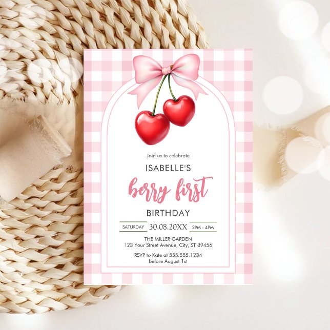 Berry First Birthday 1st Birthday Invitation (Creator Uploaded)