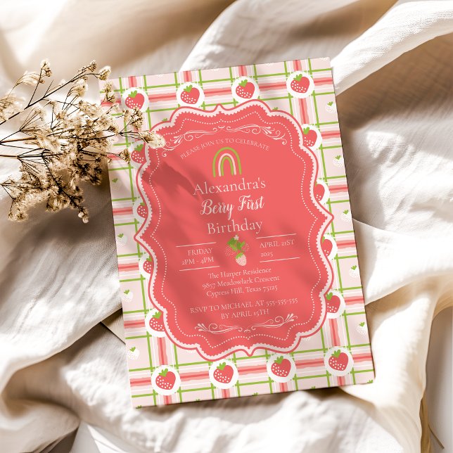 Berry First Birthday 1st Birthday Invitation (Creator Uploaded)