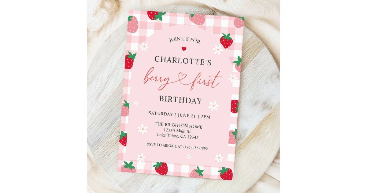 Berry First Birthday 1st Birthday Invitation