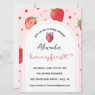 Berry First Birthday,1st Birthday Party Girl Invitation