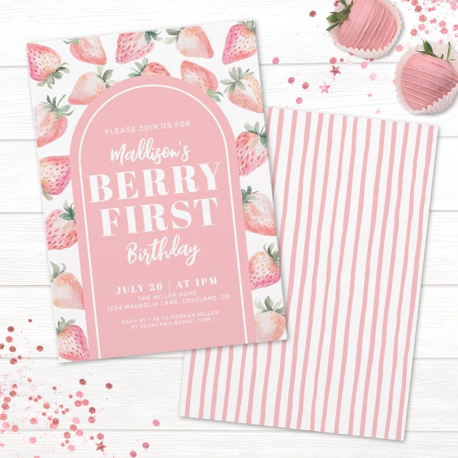 Berry First Birthday 1st Birthday Party Invitation (Berry First Birthday 1st Birthday Party Invitation)