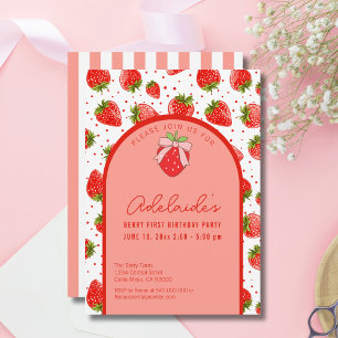 Berry First Birthday 1st Birthday Strawberry Party Invitation