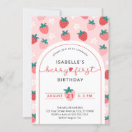 Berry First Birthday 1st Birthday Strawberry Photo Invitation