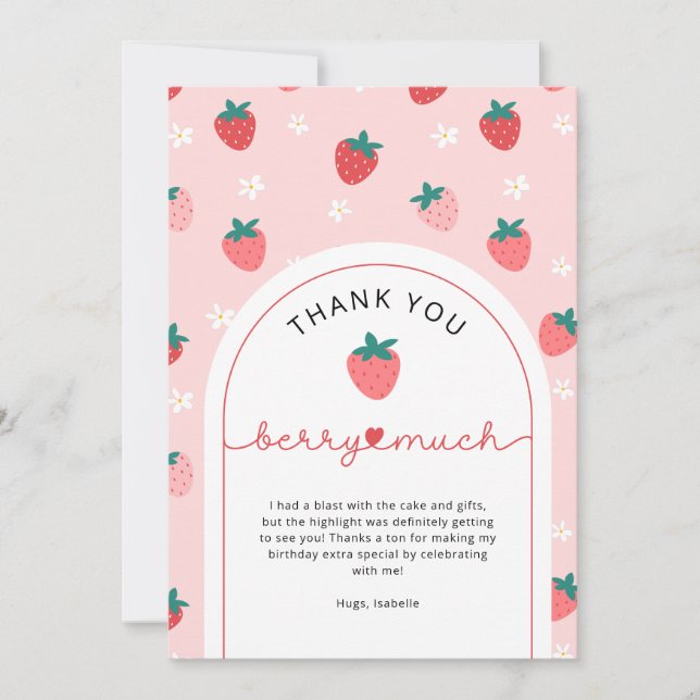 Berry First Birthday 1st Birthday Thank You Card (Front)