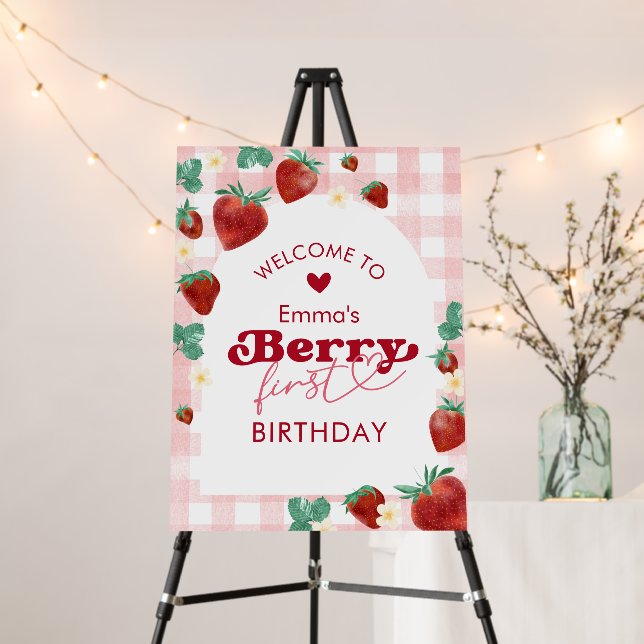 Berry First Birthday 1st Birthday Welcome Sign (In Situ (Stand))