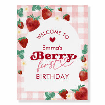 Berry First Birthday 1st Birthday Welcome Sign