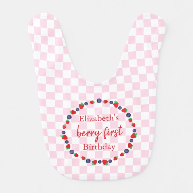 Berry First Birthday Baby Bib (Front)