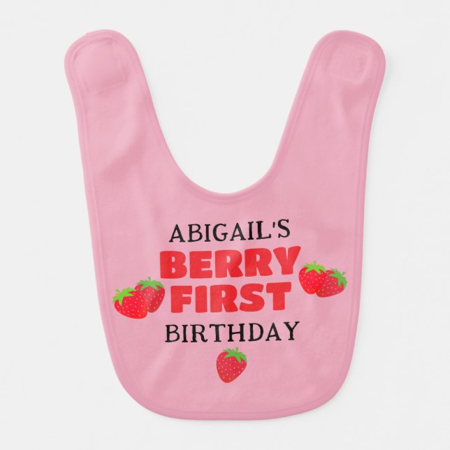 BERRY FIRST BIRTHDAY  BABY BIB (Front)