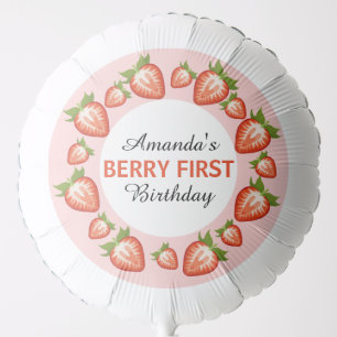 Berry first birthday Berry Girl pink Strawberry Balloon