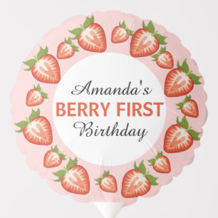 Berry first birthday Berry Girl pink Strawberry Balloon
