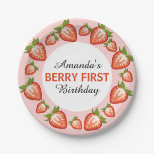Berry first birthday Berry Girl pink Strawberry Paper Plates